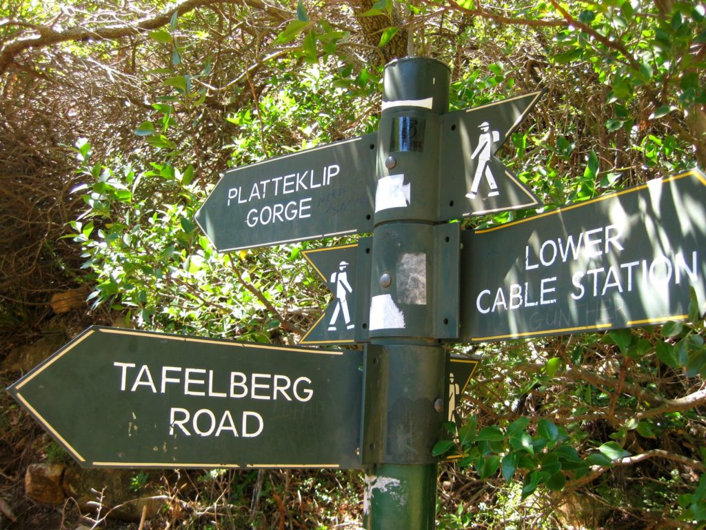 Tafelberg Beschilderung der Routen