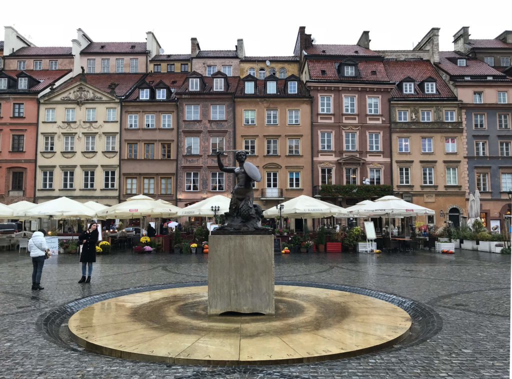 Market square with Mermaid of Warsaw